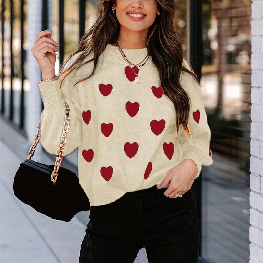 ＜RED VALENTINO＞ハートプリント クルーネック セーター RED VALENTINO＞ハートプリント クルーネック セーター